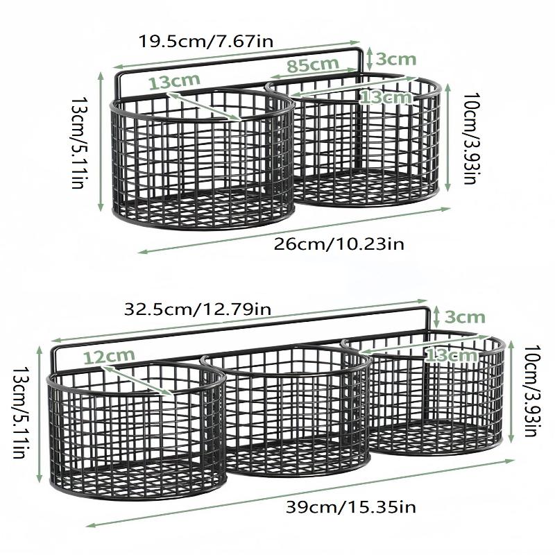 1/2/3 Grid Wall Mounted Kitchen Shelf Organizer Metal Rack Pantry Storage Garlic Ginger Hanging Wire Basket Holder