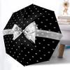 1pc Heart-patterned Ribbon Automatic Opening and Closing Folding Umbrella with 8 Iron Ribs - Portable, Foldable for Travel Yy251124152