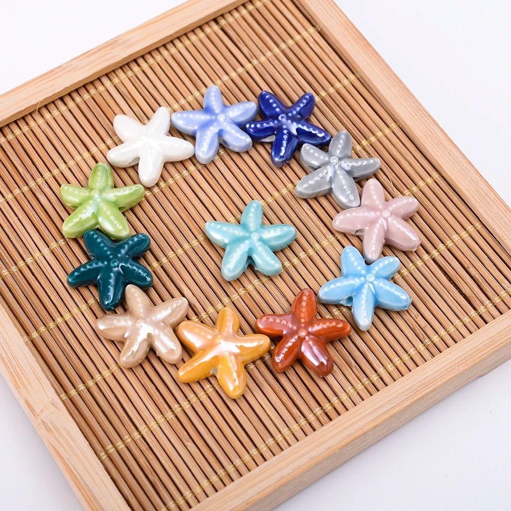 10pcs Handmade Craft Ceramic Spacer Loose Beads Ceramic Jewelry Making Material Starfish Bead Women