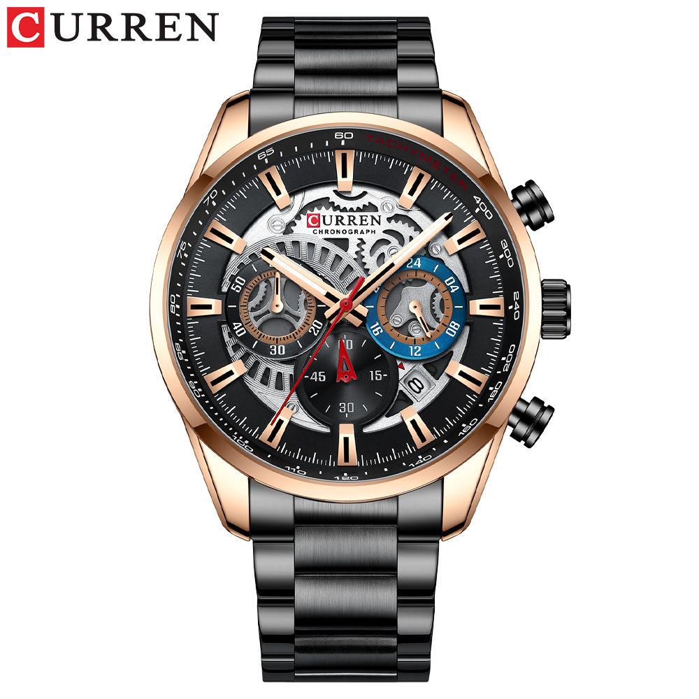 Curren 8391 Men's Sports Casual Quartz Watch with Steel Band and Calendar