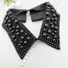 Elegant Vintage Pearl Embellished Handcrafted Collar for Women High-Quality Polyester Fiber Pearl Sewing Woven Necktie Style