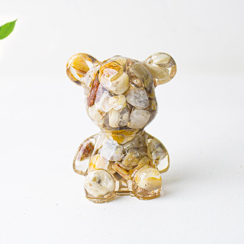 Crystal Resin Bear Sitting Figurine For Home Office Decor Gift For Friends