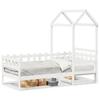 Daybed with Canopy White 80 x 200 cm Solid Pine Wood