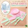 Children Plastic Kitchen Knife and Fruit Knife Educational Set with Cutting Board Plate and Fork for Safe Food Preparation