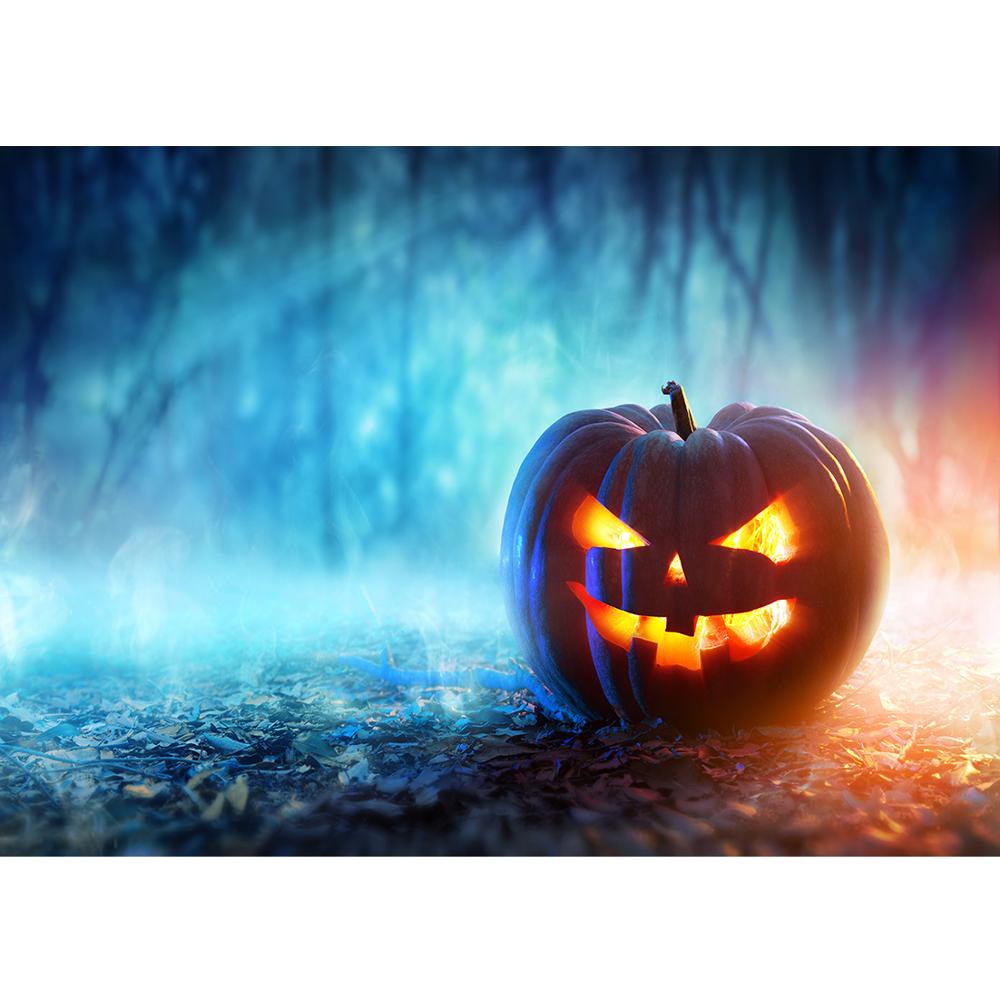 Wooden Board Photography Background Halloween Pumpkin Lamp Vinyl Photocall Backdrop for Children Baby Photobooth Photo Studio
