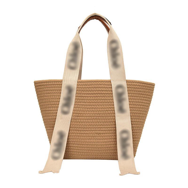 Celebrity Straw Woven Tote: Ruční košík s uchy s písmeny, taška přes rameno z bavlněného lana pro ženy