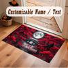 Mushroom Forest Theme Crystal Velvet Floor Rug Personalized Custom Name Text Warm Carpet Home Decoration