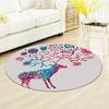 Round Rug with Artistic Floral Deer – Nordic Style Soft Durable Floor Decor for Bedroom & Reading Nook