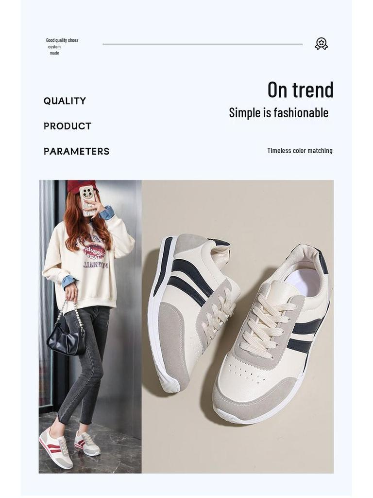 2025 Autumn Women's Lace-up Casual Sneakers: Soft Sole, Non-slip, Versatile Flat Running Shoes for Students