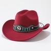 Spring and summer European and American style woolen cowboy hat men and women couple ethnic wind roll along top hat sun hat jazz hat