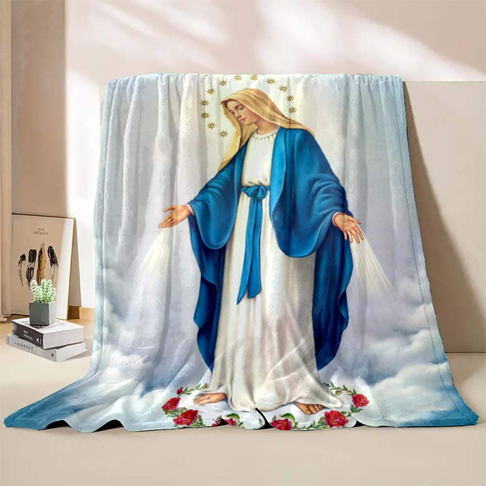 6 Sizes Jesus Virgin Maria Believer Pray Printed Blanket Soft and Comfortable Home Travel Blanket Adult and Child Warm Blanket