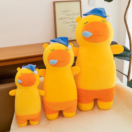Capybara Plush Pillow Cute Snoozing Capybara Doll Soft Stuffed Animal Comforting Nap Buddy for Kids Adults