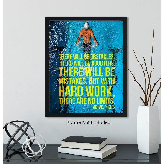Govivo Michael Phelps pirational wall decor - Motivational wall art for swimming enthusiasts - Positive affirmations wall decor - 8x10 unframed print