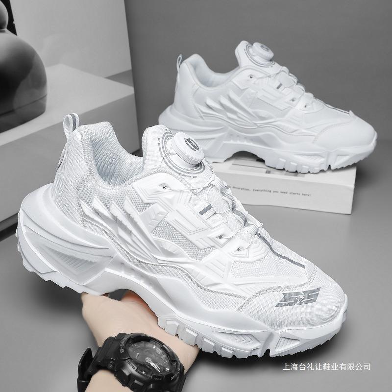 Men's shoes new autumn breathable men's sports and leisure height increase running black dad trendy shoes