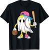 Ice Cream Drip Ghost Baseball Spots Baseball Drip Halloween T-Shirt