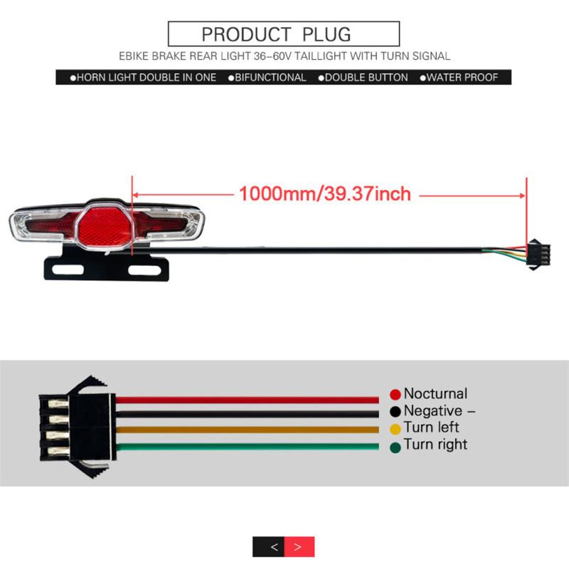 36v48v 3-in-1 Led Rear Light Taillight High Brightness Turn Signal Lamp Warning Light Electric