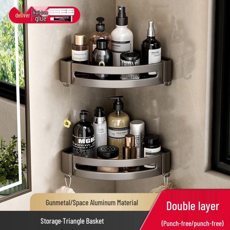 No-Drill Triangle Bathroom Wall-Mounted Shelf