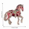 Luxury Zodiac Animal Lapel Pins Rhinestone Metal Badge Pin Strong Horse Brooches  for Women
