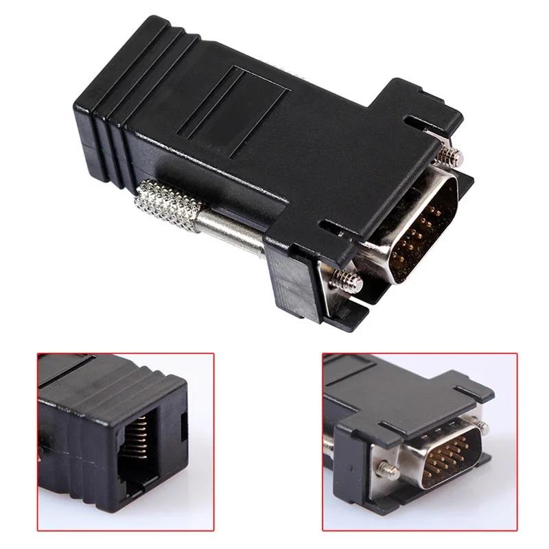 VGA RJ45 Adapter Network Extender Network Cable Transmission VGA Signal VGA Adapter Network Cable Is Extended By 15 Pins