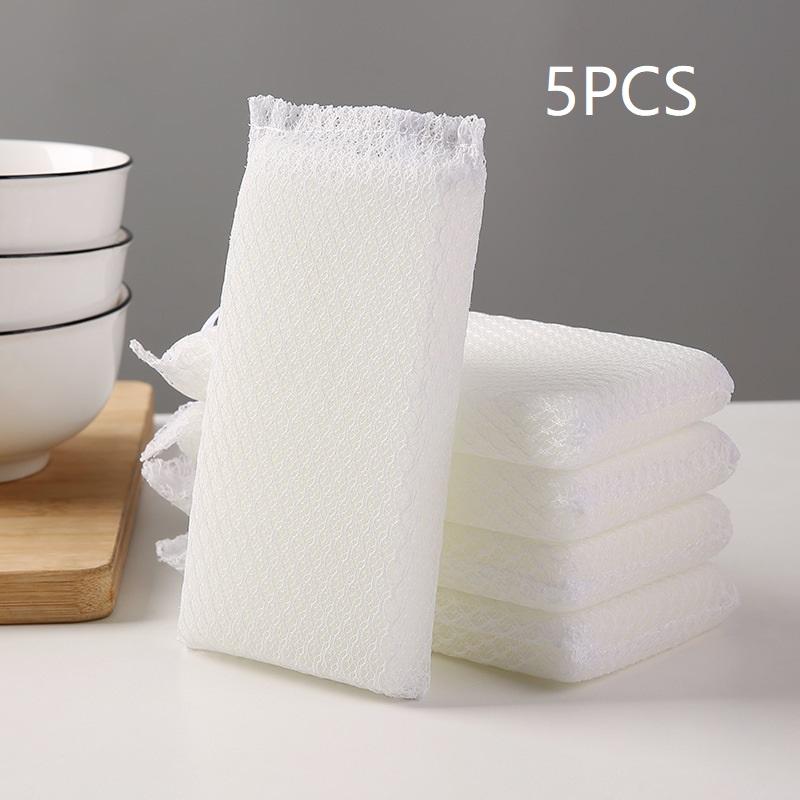 5/10 Pcs Dish Sponge Non Stick Scouring Pad Cleaning Supplies Resilient Net Foaming Easily For Pan Bowl Sponges Scouring
