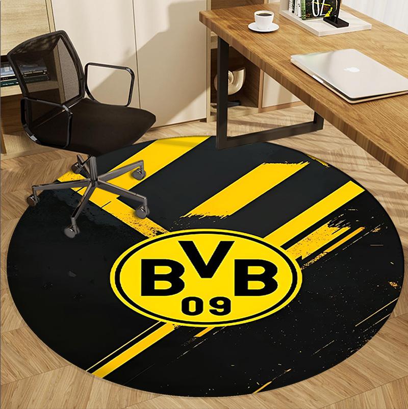 Borussia Dortmund Pattern Round Rug, Indoor/Outdoor Mat, for Picnic, Gameroom, Bedroom, Office, Living Room, Home Decor Carpet, Birthday Gift