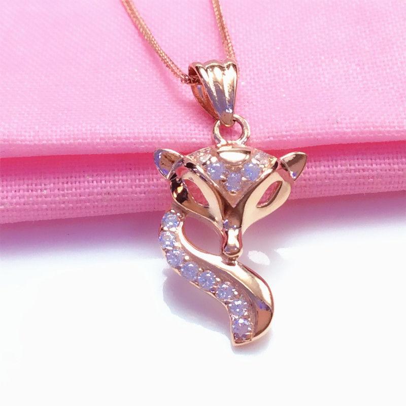 Exquisite Russian Purple Gold Pendant, Colored Gold Plated Rose Gold, Colored Gold, Foreign Gas Inlaid Zircon Fox Fashion Necklace.