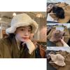 Fashionable Thickened Lamb Wool Fisherman Hat For Women Winter Warm Ear Protection Plush Bucket Hat