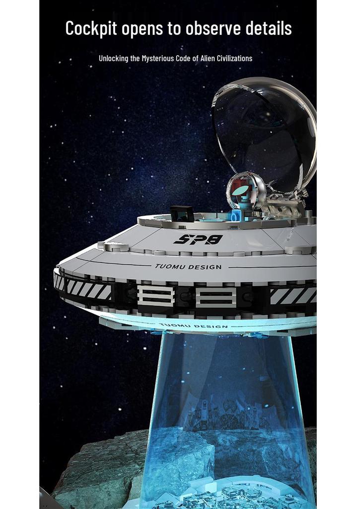 Weltraum UFO Kosmisches Flugobjekt Bausteine - Außerirdischer Entdecker Raumschiff Elektrisches Spielzeug