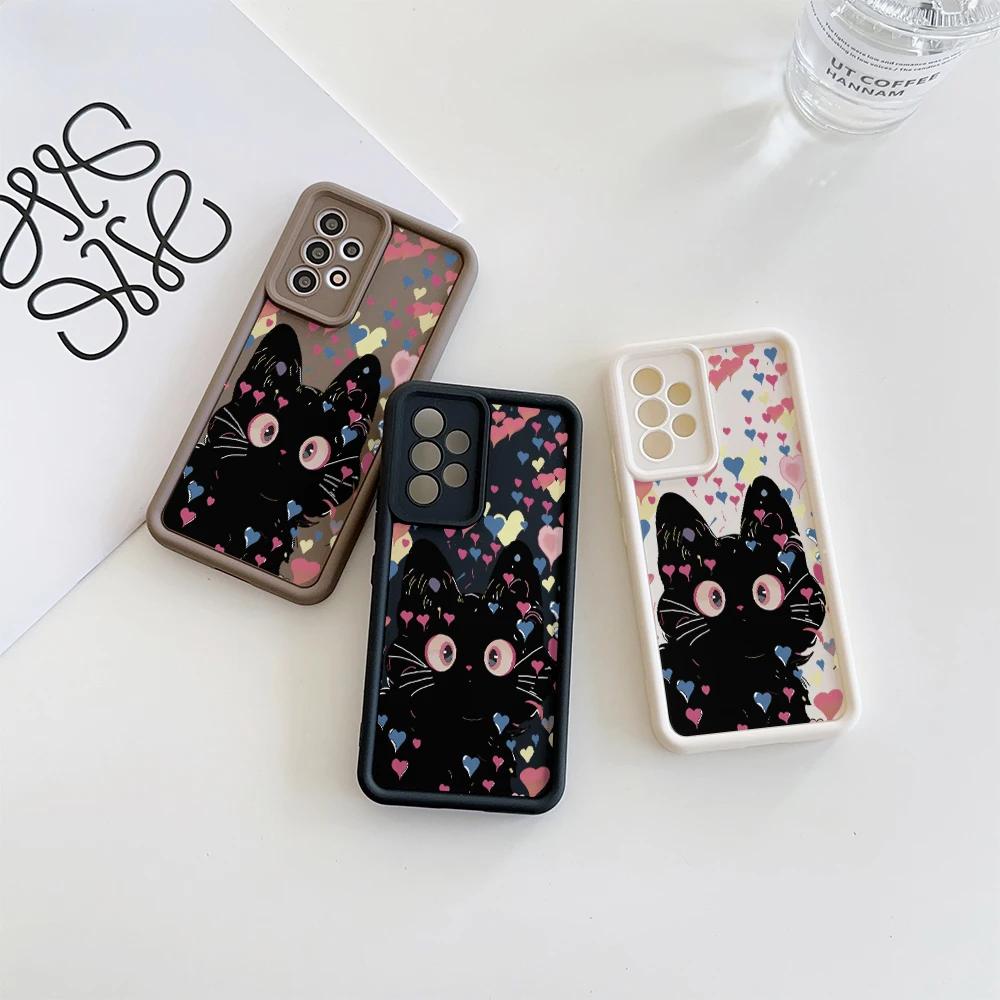Schwarze Katze Herz Handyhülle Für Motorola Moto Edge 50 Pro Fusion 40 NEO G84 G35 G85 5G G22 G32 G52 G30 G60 Weiches Cover Coque