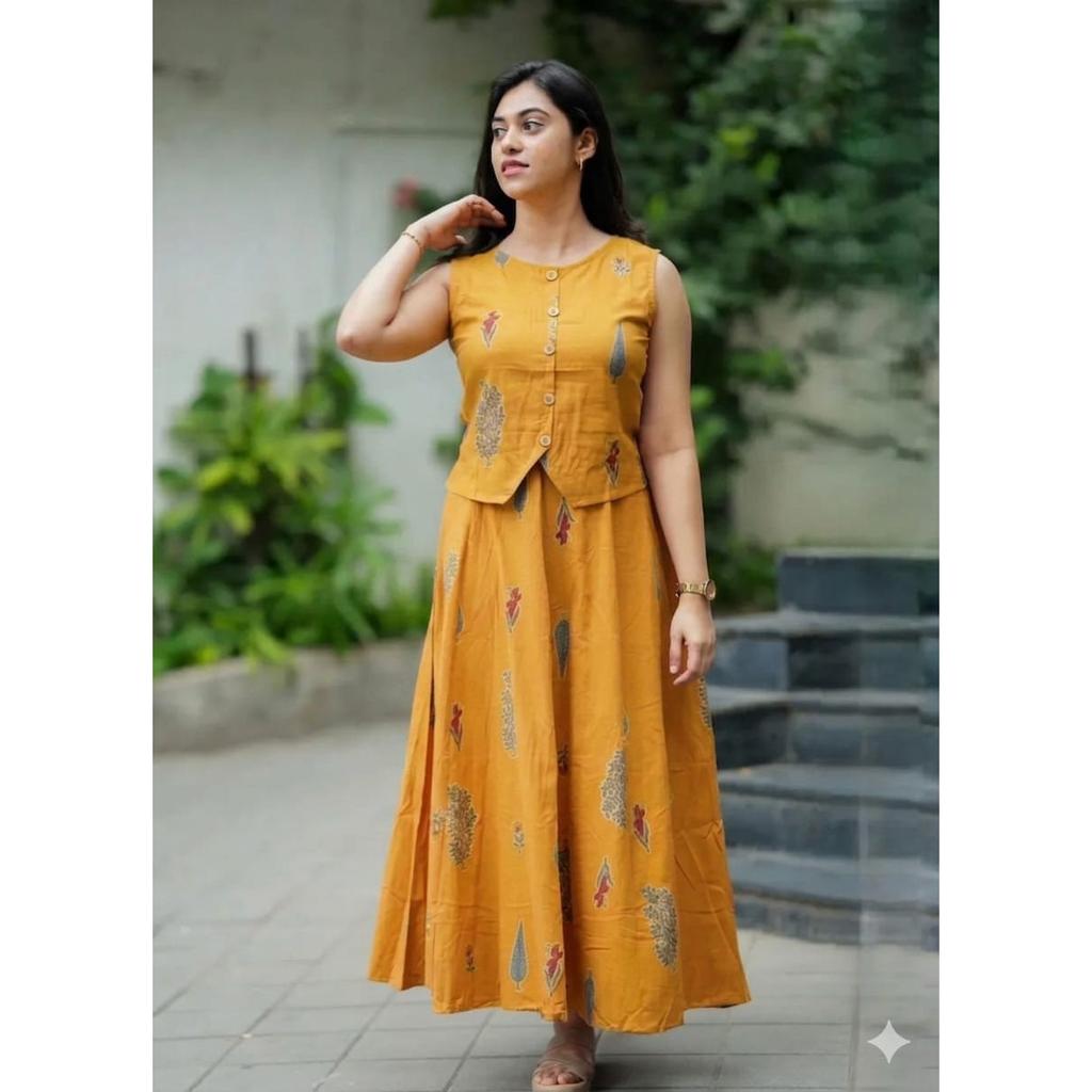Women Sleeveless Summer Top Skirt Set Indian Bollywood Ethnic Kurti Set Dress