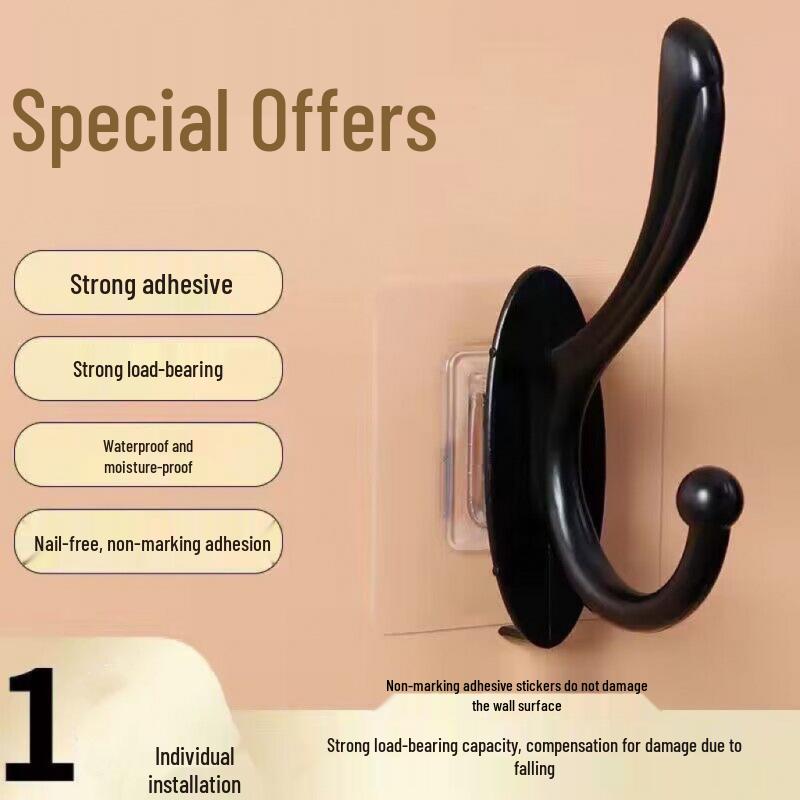 Self-Adhesive Minimalist Wall-Mounted Coat Hooks - No Installation Needed