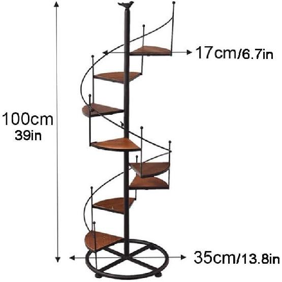 Decor Stair Shape Spiral Plant Stand for Holds 8-Flower Pot, Flower Pot Holder Planter Organizer Shelf, Multiple Rack Wrought Iron Plant Shelf for