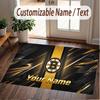 Custom Rug Boston Bruins Pattern Print Name Text Soft Non‑Slip Floor Carpet for Home Indoor Decoration