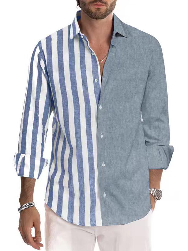 Men's Striped Long Sleeve Shirt - Spring/Autumn Fashion