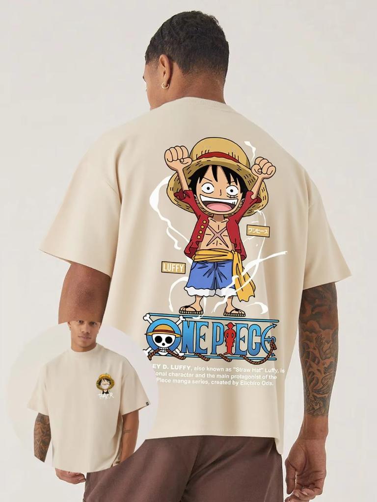 Oversized Anime Men Women T Shirt One Piece Luffy Streetwear Gym Workout Short Sleeves Graphic Tee Loose Casual Tops Summer Y2k