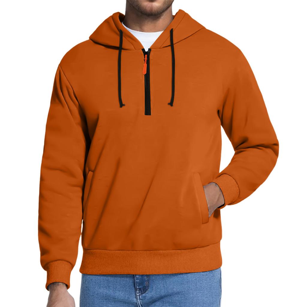 Herre Fleece Hettegenser Casual Langermet 1/4 Glidelås Pullover Sweatshirts