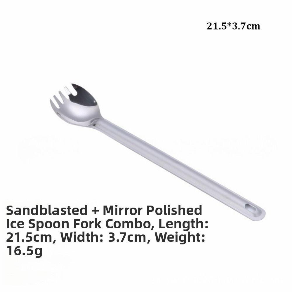 Long Handle Titanium Spoon Fork Portable Picnic Utensils Spoon Fork  Outdoor Travel Supplies