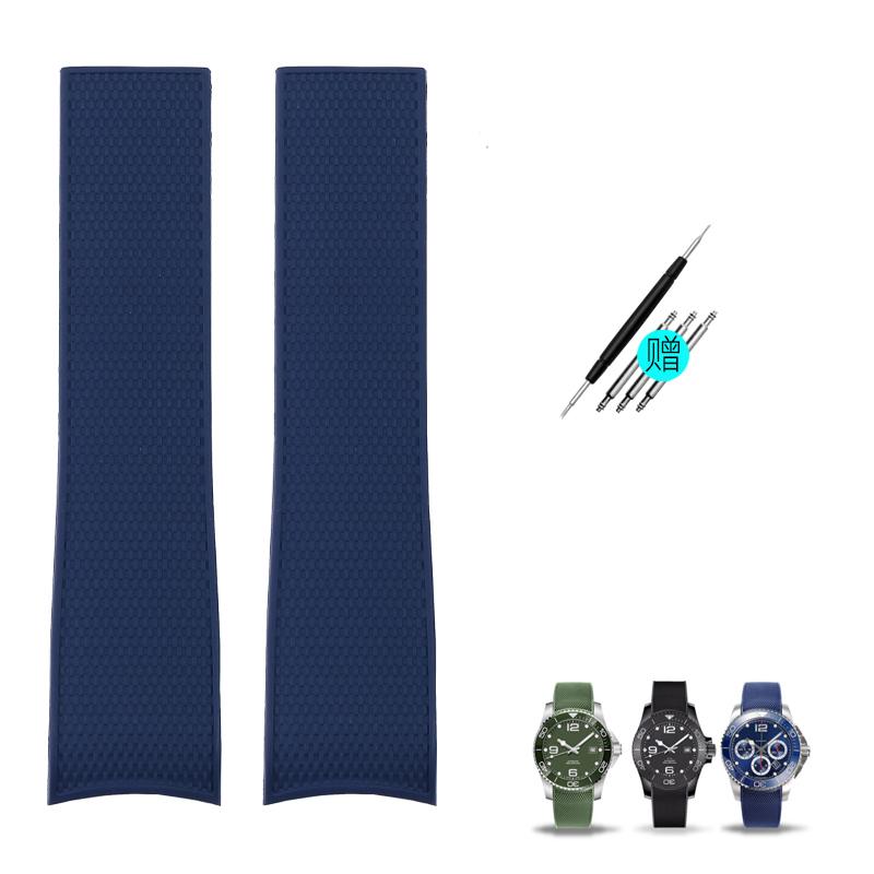 

21 мм Каучуковый ремешок для часов с изогнутым концом для Longines Conquest Силиконовый L3.742.4 642 781 782 Стиль Браслет Складная застежка Ремешок для часов 21mm