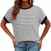 Dames Casual Gestreept Gebreid Top met Korte Mouwen