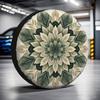 1pc 2D Flat Printed Trendy Tire Cover, Green Floral Fabric, No Electricity Required, Car Decoration, Suitable For Forest Parking