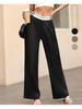 Stylish European-American Autumn Solid Color Slim Fit Casual Floor-Length Suit Pants