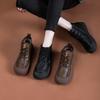 Fashion retro literary soft leather thick-soled Martin boots soft-soled side zipper lace-up small cotton boots
