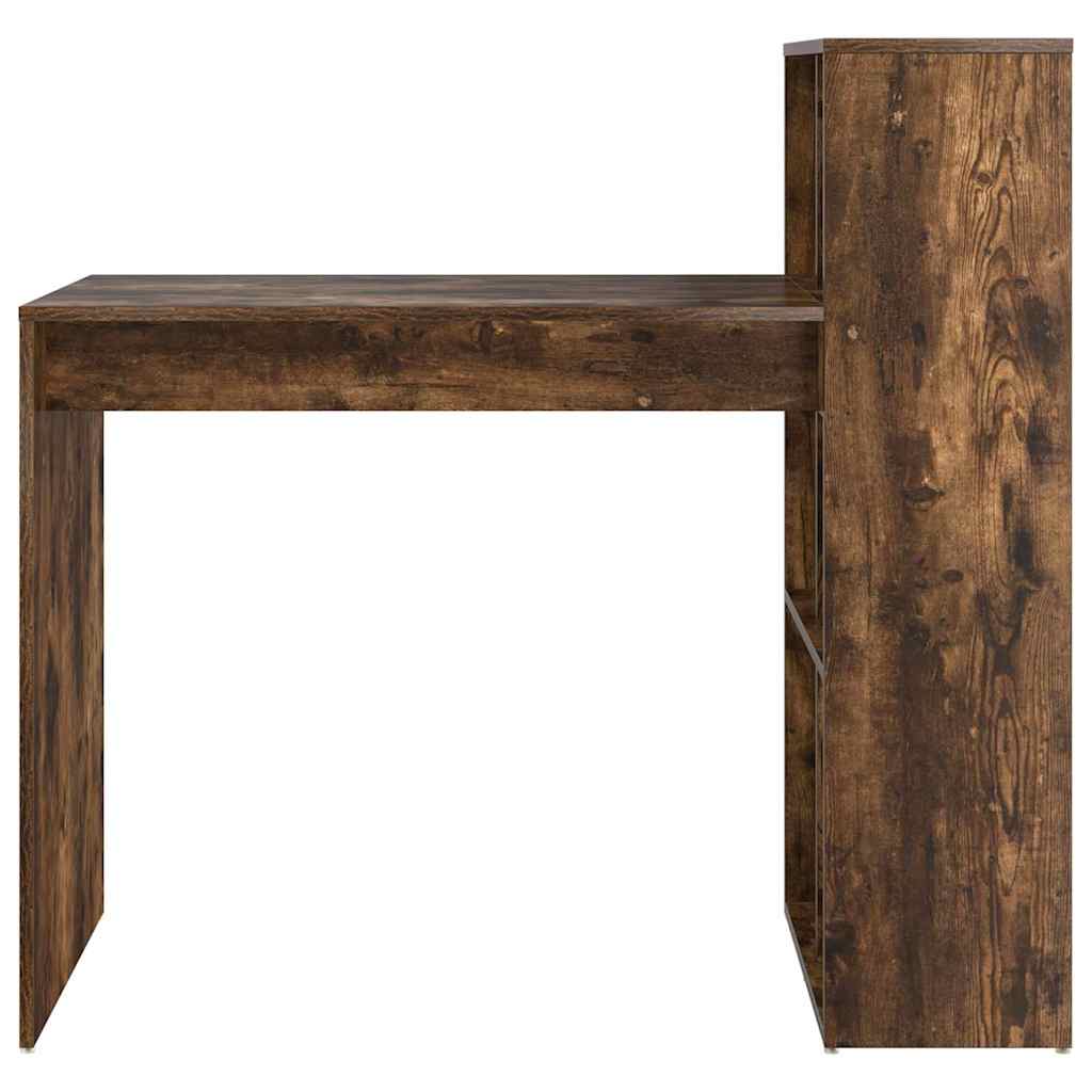 Desk with Shelf Smoked Oak 108 x 55 x 103.5 cm
