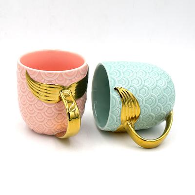 Creative Mermaid Shaped Mug Pearl Glaze Gold Ceramic Water Cup Coffee Cup