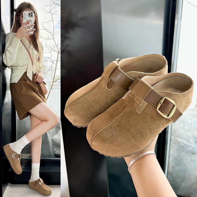 Inner heightening bag head half drag women's summer new retro outer wear Boken half tray shoes one pedal lazy sandals