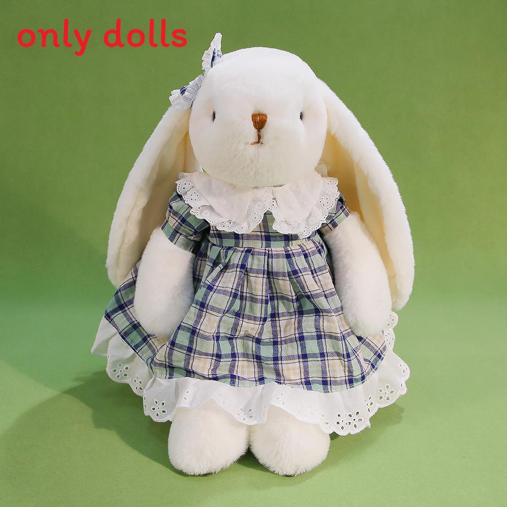 Plush Rabbit Toy With Bow And Dress Decoration Fur For Kids Birthday Gift