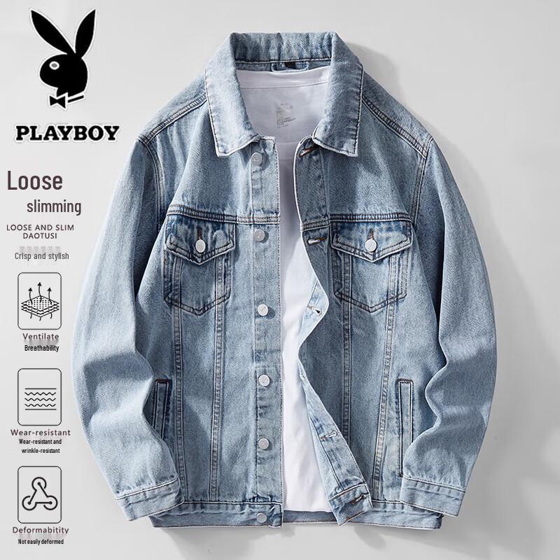 Универсальная дышащая джинсовая куртка Playboy для мужчин L синий