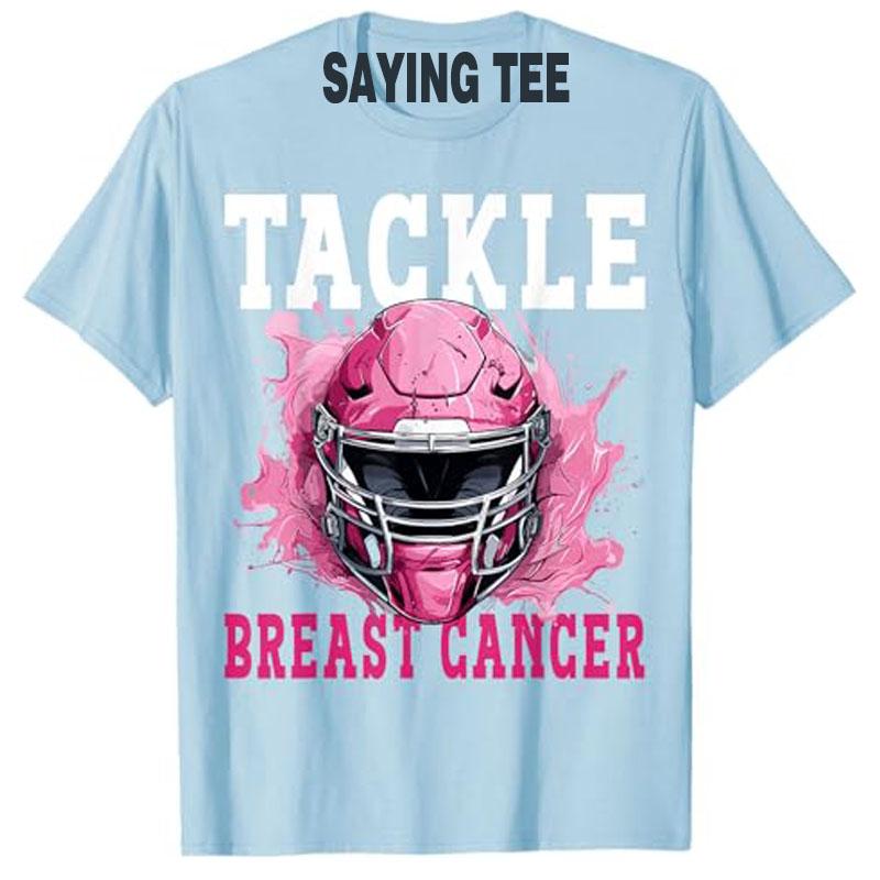 

Tackle Football Breast Cancer Awareness Pink Ribbon Boys Kids T-Shirt Fashion Football Lover Graphic Top Short Sleeve Saying Tee 4XL