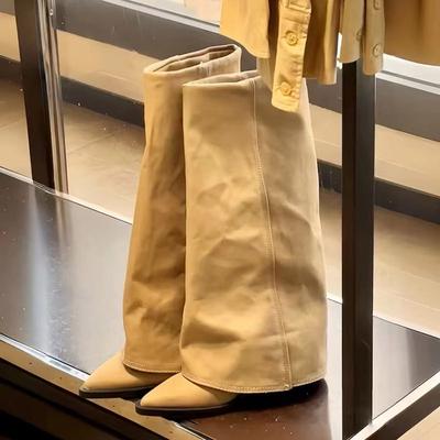High Boots Women Boots 2024 Trend High Heels Shoes Pointed Toe Woman Winter Design Snow Boot Leather Goth Motorcycle Botas Mujer