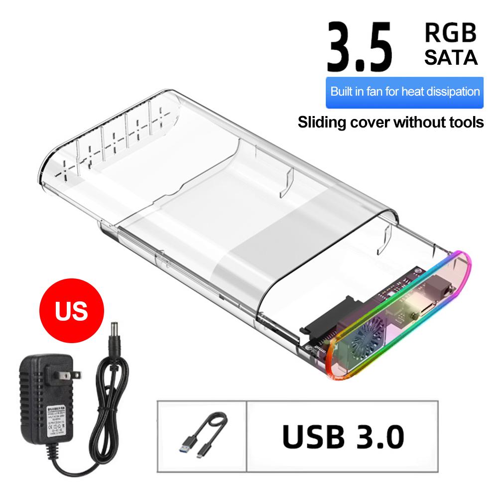 

2.5/3.5 Drive Enclosure RGB TypeC Transparent Hard Built in fan for heat dissipation The Beauty of RGB+Primary Color External Hard Drive Disk Case USB3.0 Z70-US